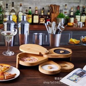 Wooden Salt Dipper With Rotating Lid Four Compartment <b>Bar</b> <b>Tool</b> For Seasoning Storage - Product Image 1