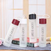 Botella de Agua de Vidrio Esmerilado con Diseño de Cara Sonriente, Moderna, Colorida, Ecológica y Portátil, con Logotipo Personalizado y Tapa con Pajita, Ideal para Regalo