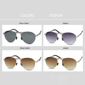 Foldable Sunglasses Portable Ultra-light Metal Fashion Sun Glasses For Women And Men