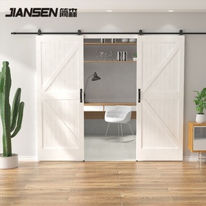 Top gắn cao Duty hiện đại DIY nội thất bằng gỗ màu đen trượt Barn Door phần cứng - Product Image 6