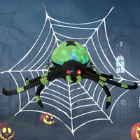 Décoration d'araignée gonflable rotative lumineuse pour Halloween, avec ambiance d'horreur, pour extérieur, lieu ou scène