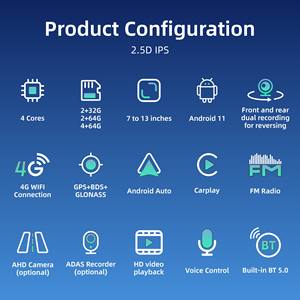 Moniteur Tactile Universel pour Voiture 7 Pouces MP5, Rétroviseur Radio Vidéo, GPS CarPlay Android Auto, Aide à la Marche Arrière <span class=keywords><strong>2</strong></span> <span class=keywords><strong>DIN</strong></span> - Product Image 3