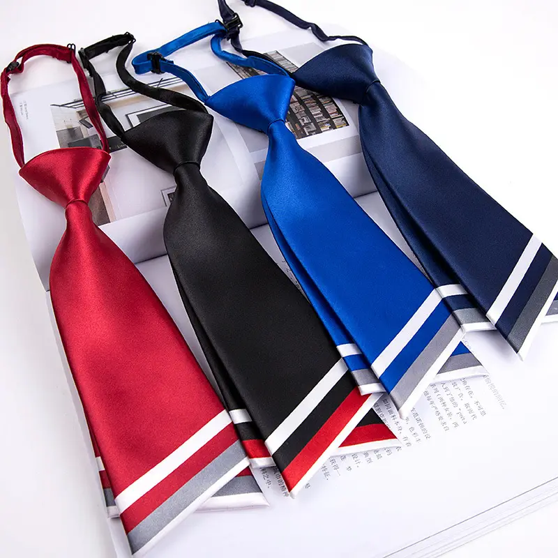 Damen Einfarbig JK Uniformen Bekleidung Zubehör Studenten Schuluniform Förmige Spitze Einfach Zu Binden Zipper Krawatte Krawatte