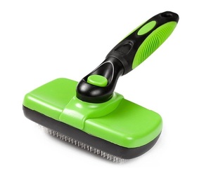 Cepillo de masaje de autolimpieza para perros y gatos de un botón de acero inoxidable con caja de goma y plástico embalada - Product Image 3