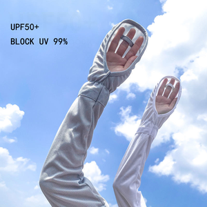Gants <span class=keywords><strong>de</strong></span> protection solaire pour femmes <span class=keywords><strong>manches</strong></span> <span class=keywords><strong>de</strong></span> glace été respirant haut rebond <span class=keywords><strong>bras</strong></span> protecteur UV Wrap doigt manchon respirant - Product Image 2