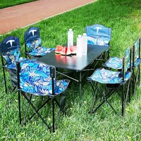 공장 휴대용 야외 접는 의자 쉬운 캐리 세븐 피스 세트 접이식 캠핑 테이블 정원 비치 캐리 가방 바베큐 세트