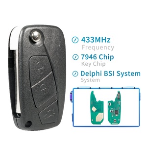 433Mhz 3 boutons pliant porte-clés à distance couverture pour <span class=keywords><strong>Fiat</strong></span> <span class=keywords><strong>Punto</strong></span> Panda 500 Doblo Florino Qubo <span class=keywords><strong>Grande</strong></span> Evo Guscio voiture Delphi BSI - Product Image 2