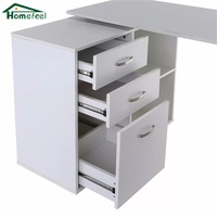 Bureau d'angle moderne en bois blanc avec étagère de rangement, extensible, convertible, rotatif à 360 degrés, pour ordinateur
