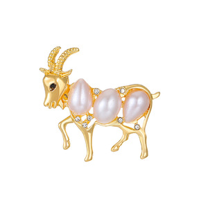 <span class=keywords><strong>Broche</strong></span> Mignonne en Perles <span class=keywords><strong>Agneau</strong></span> Mouton pour Femme, Épingle de Corsage de Luxe en Forme de Chèvre - Product Image 5