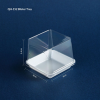 BOHE BHCB-QH152 Mini boîte pliable transparente en PET pour pâtisseries et gâteaux, avec fourchette jetable, logo personnalisé, épaisseur adaptée, pour exposition alimentaire
