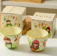 Ensemble de souvenirs en coffret cadeau, thème garçon mignon, tasse à café en céramique contemporaine d'Anhui, tasse à eau à motif de dessin animé, couleur sous-glaçure, compatible lave-vaisselle