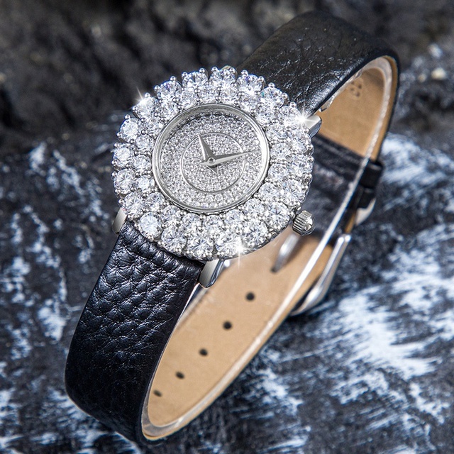 High Quality New Fashion Wrist Watch Sterling Silver Bling Diamond Lady Wristwatch Custom Luxury Quartz Watch for Women