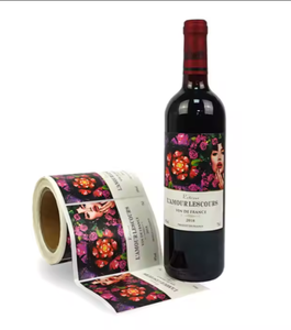 Etiquetas Personalizadas para Botellas de Vino Tinto con Patrón Rizado en Relieve, Resistentes al Agua y a los Arañazos, de Vinilo, para Supermercados - Product Image 1