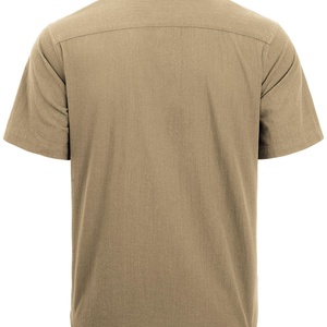 Wholesale Men's Breathable Cotton <b>Linen</b> Beach Shirts Short Sleeve Button Down Casual Vacation <b>Tops</b> - Product Image 4