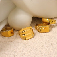 18K Vergoldeter Massiver Kuppelring aus Edelstahl, Wasserfester Breiter Ring, Anlaufgeschützt, Hypoallergen, Statement-Schmuck, Geschenk