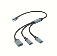 Adaptador 3 en 1 con Doble USB Tipo C Hembra + Tipo C Hembra, Carga Rápida PD, Transferencia de Datos, Base de Conexión para PC, Unidad Flash USB