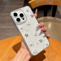 Coque de téléphone transparente en TPU avec strass et cerises pour iPhone 16 Pro Max, étui tendance pour femme avec paillettes en époxy pour iPhone 17, 15 Plus, 14