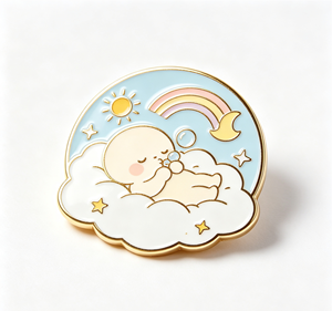 Bonito broche de metal dorado con diseño de nube y animal, esmaltado con arcoíris, accesorio de regalo artesanal - Product Image 4