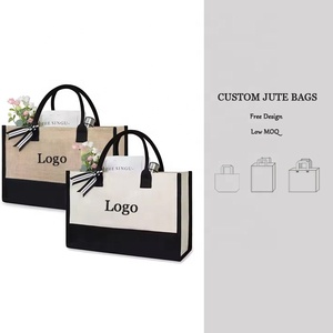 Nhà Máy Tùy Chỉnh Trung Bình Vải Bố Monogram Túi Cá Nhân Sinh Thái Hessian Mua Sắm Linen Tote Mua Sắm Túi Vải Và Đay Túi Với Logo - Product Image 1