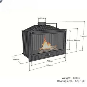 <span class=keywords><strong>Estufa</strong></span> de Leña Moderna de Hierro Fundido para Esquina, Color Negro Mate, para Interiores, Ideal para Apartamentos y Hoteles, Compatible con Leña - Product Image 2