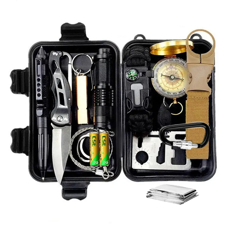 Outdoor Gear Camping Professionele Wandelen Survival Gear Gereedschap Kit Doos Vluchtweg Veiligheid Survival Bug Out Bag Survival Kit