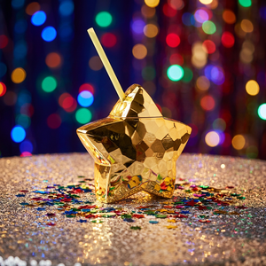 Kids Fun 20oz <b>Plastic</b> Star Shaped PP Cup Shiny <b>Mirror</b> Finish Eco-Friendly BPA Free Reusable Party Custom Logo Wholesale Straw - Product Image 2