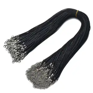 Cadena de cordón de cuero en 21 colores, cadena de cuerda de cera DIY, 45CM + 5CM de extensión, cierre de langosta, fabricación de joyas