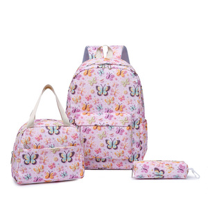 Wholesale Custom Girls Fashion Style School <b>Backpack</b> Set Waterproof Oxford Includes Zipper Lunch Bag Rucksack/Mochila/Sac Dos - Product Image 1
