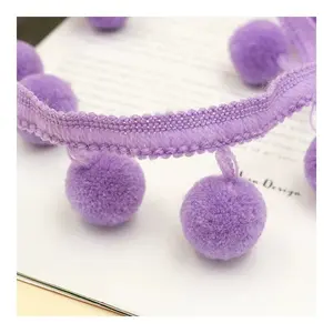 Factory Supply 1cm Colorful Pom Pom Ball Lace Trim Fringe For Cushion And Cloth