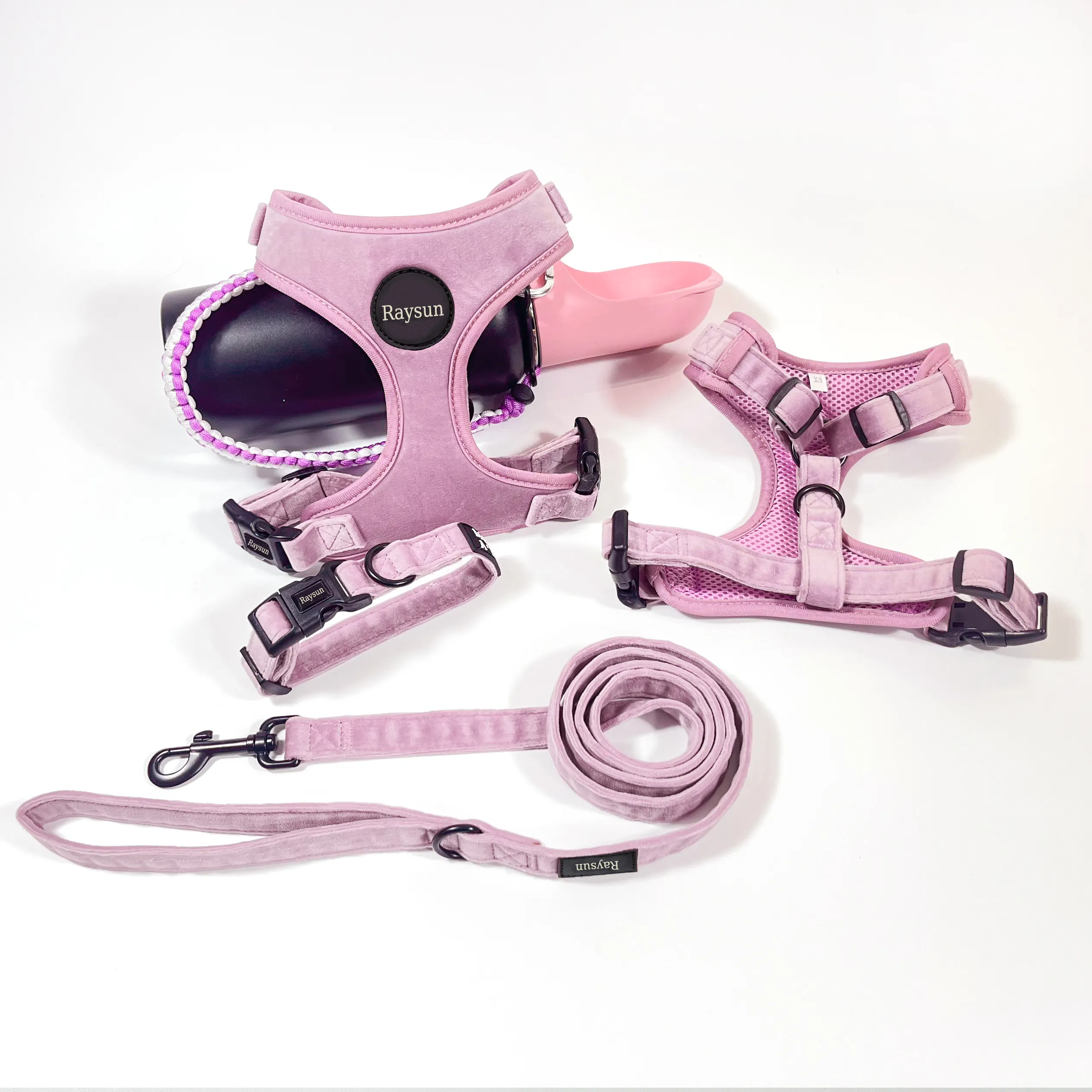Free sample designer custom velvet dog harness vest wholesale pet leash sublimation pet dog collar and harness set