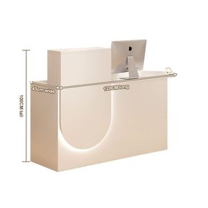 Mostrador de Caja Moderno de Madera para Comercio Minorista, Escritorio de Cajero, Mostradores de Pago Rosados para Tiendas, Escritorios de Recepción <span class=keywords><strong>en</strong></span> Venta - Product Image 4