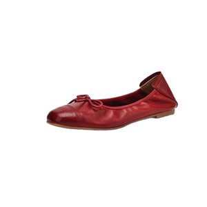 Ballet Flats Genuine Leather Round Toe Slip-On Solid Color Bow Decoration Spring Women's <b>Shoes</b> - Product Image 5