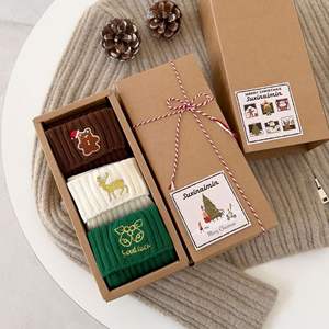 क्रिसमस के मोजे उपहार बॉक्स उपहार मोजे शरद ऋतु सर्दियों की खूबसूरत महिलाओं के लाल नए साल के कपास मोजे क्रिसमस - Product Image 4