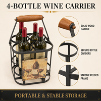 Porte-bouteilles à vin sur pied, organisateur de rangement multi-bouteilles pour comptoir et support de transport portable pour vin OEM ODM