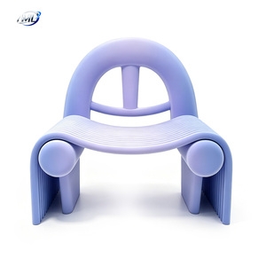 ML Modern Purple Fiberglass Outdoor Lounge Chair Set with <b>Round</b> <b>Table</b> Contemporary Design Waterproof for <b>Patio</b> or Living Room - Product Image 6