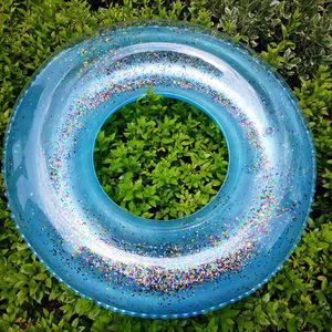 Anillo inflable transparente con lentejuelas de PVC para niños, para natación y deportes acuáticos, 60708090, redondo, de color sólido - Product Image 2