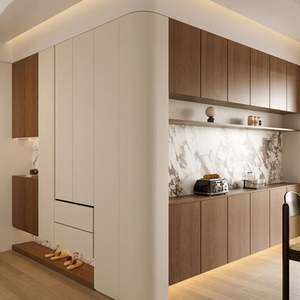 Muebles de Sala de Estar Modernos y Lujosos, Mueble de Entrada Personalizable de Gran Espacio con Zapatero, Mueble de Almacenamiento de Madera - Product Image 5