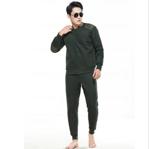 SFE01 Vente en gros – Ensemble pull et pantalon d'hiver vert olive pour homme avec fermeture éclair – Veste polaire zippée - Product Image 2