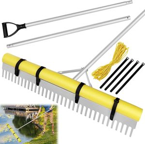 Nouvelle Conception – <span class=keywords><strong>Râteau</strong></span> Flottant <span class=keywords><strong>pour</strong></span> Herbes Aquatiques de 3,4 m, Coupe-Herbes Aquatique en Aluminium à 34 Dents avec Manche Télescopique <span class=keywords><strong>pour</strong></span> Nettoyage des Bassins et Lacs - Product Image 1