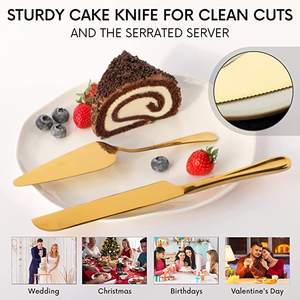 ชุดมีดและที่ตักเค้กสแตนเลสแบบเรียบง่าย เป็นมิตรกับสิ่งแวดล้อม <span class=keywords><strong>พ</strong></span>ร้อมกล่องของขวัญ ใช้กับเครื่องล้างจานได้ เหมาะสำหรับเสิร์ฟเค้กวันเกิดและงานแต่งงาน - Product Image 5