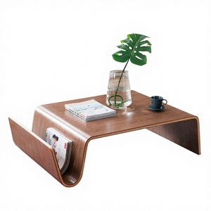 Designer Simple Creative Contemporary Log Coffee <b>Table</b> Curved Modern Wooden Panel Living Room Furniture for Home Use - Product Image 2
