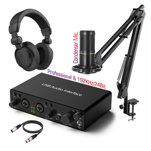 Ensemble complet de microphone à condensateur de studio professionnel, <span class=keywords><strong>casque</strong></span>, interface audio USB, carte son, kit d'enregistrement de podcast - Product Image 4