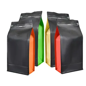 Bolsas para cafe emballage refermable sac de café personnalisé à fond plat avec valve