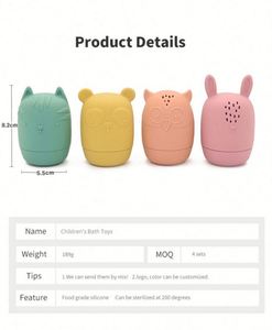 Eco-Friendly 4Pcs Animals Shape Silicone Baby <b>Bath</b> Set Spray Water Toy for Boys Girls Pool Bathroom Toys - Product Image 6
