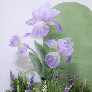 Fleurs artificielles géantes de haute qualité pour la décoration de mariage, fleurs géantes en organza violet et <span class=keywords><strong>bleu</strong></span> <span class=keywords><strong>iris</strong></span>, décoration d'intérieur - Product Image 1