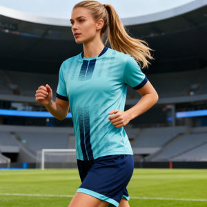Maillot de football sportif élégant à blocs de couleur, à séchage rapide, confortable, idéal pour l'entraînement et les matchs d'équipe - Product Image 4