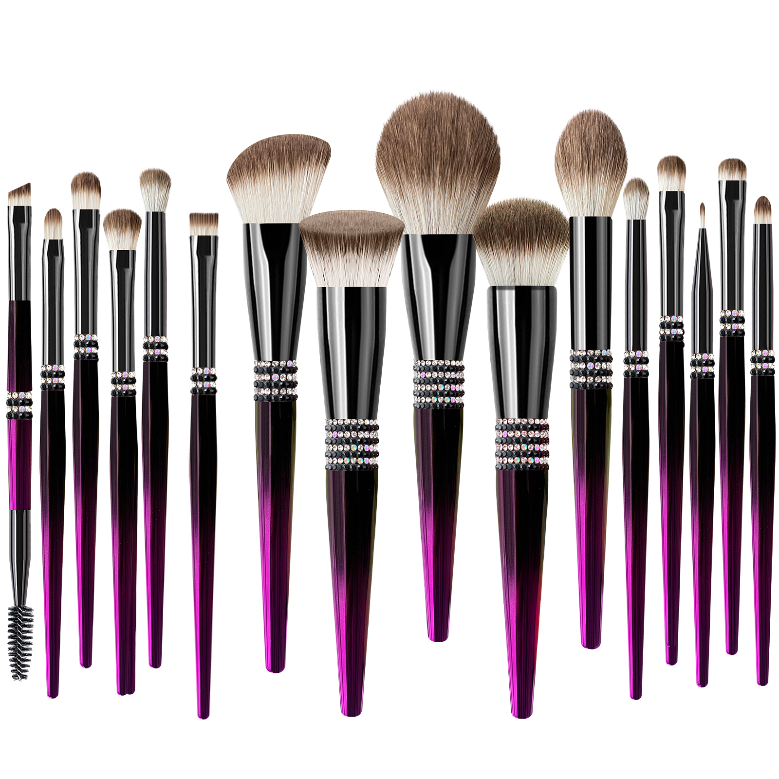แปรง Rehineston สีดำและสีชมพู 16 ชิ้น