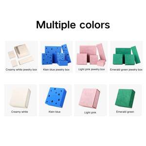 Розовое квадратное мягкое бархатное кольцо кулон серьги ожерелье коробка с магнитом Пользовательский логотип Подарочный набор ювелирных изделий оптом - Product Image 5