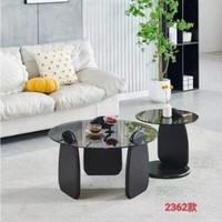 Table basse de rangement minimaliste moderne avec plateau en dalle de roche et structure en verre et fer, mobilier de salon pour petits appartements, style 2362