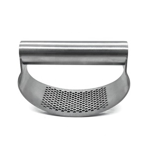 Ergonomic Labor-saving Manual Stainless Steel Garlic Press Rocker Kitchen <b>Tool</b> Peeler Professional Ginger Crusher 01BC012 Ginger - Product Image 1